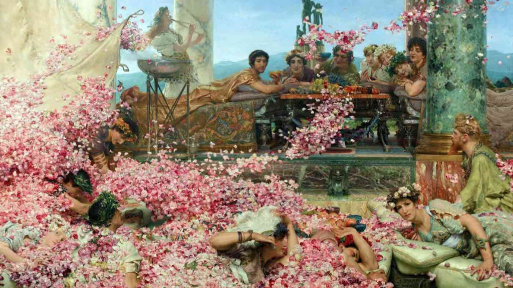 Pioggia di petali durante una cena nella Roma Antica Pioggia di petali durante una cena nella Roma Antica