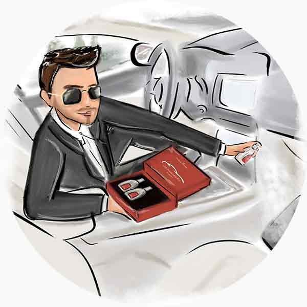 Nebulizza la fragranza due o tre volte, orientando il getto di profumo verso la moquette dell'automobile Nebulizza la fragranza due o tre volte, orientando il getto di profumo verso la moquette dell'automobile